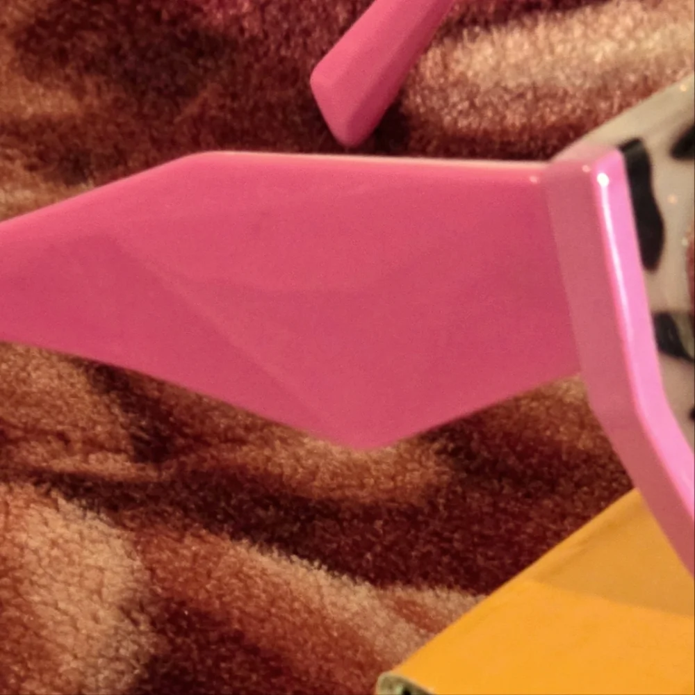 Pink Arms & Black Zebra on Frame W/Pink Outer Frame Accent - Geometric Glasses - Picture 6 of 7